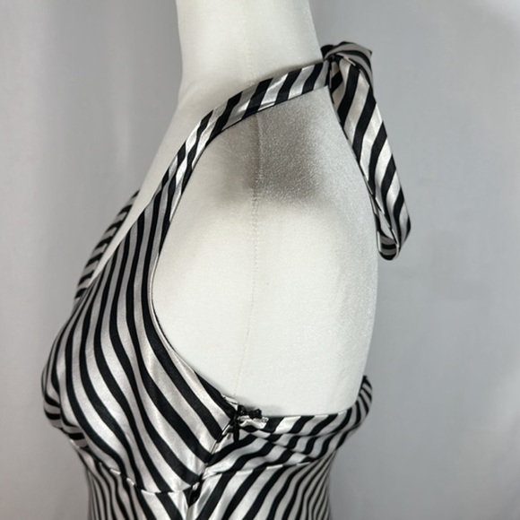 H&M Black & White Striped Satin Halter Top - Picture 4 of 7